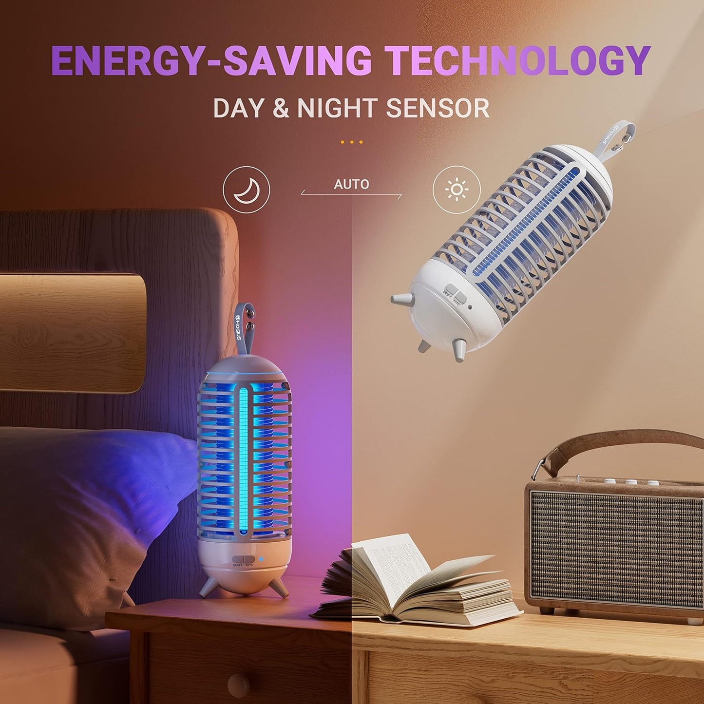 Cordless Bug Zapper Outdoor & Fly Zapper Indoor & Wireless Mosquito Zapper Portable Camping Bug Zapper Fly Trap 2500mAh Bug Zappers Electric Trap Ideal for Fly Traps (White)