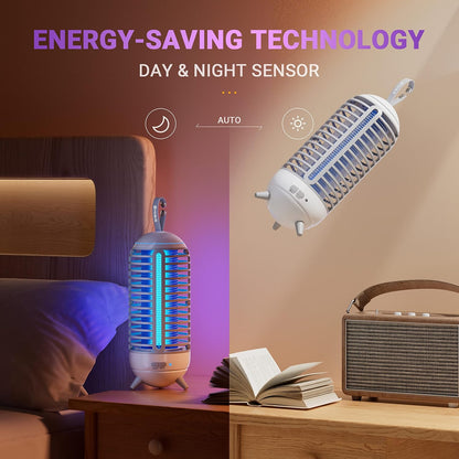 Cordless Bug Zapper Outdoor & Fly Zapper Indoor & Wireless Mosquito Zapper Portable Camping Bug Zapper Fly Trap 2500mAh Bug Zappers Electric Trap Ideal for Fly Traps (White)