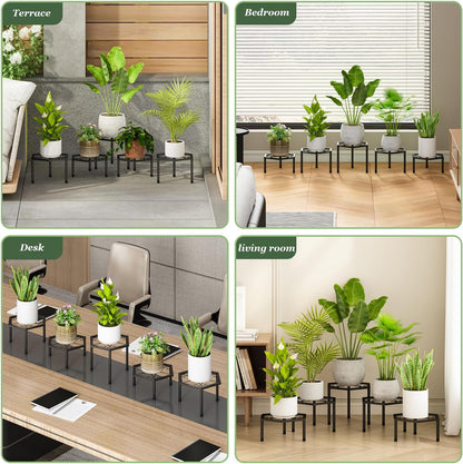5-Pack Metal Plant Stands, Anti-Rust Iron Flower Pot Stand Heavy Duty Plant Pot Shelf for Multiple Plant Decoration Racks for Home Patio Garden Outdoor Indoor