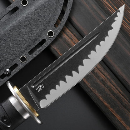 Sitivien ST29 Fixed Blade Knife, AUS-10 Steel Blade G10 Handle Full Tang Bowie Knife for Outdoor Camping Hunting Fishing Working(Black)