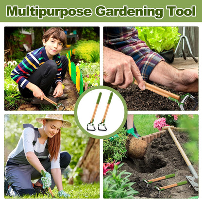 2 Pcs Mini Garden Hula Hoes for Weeding 17 Inch Long Stirrup Hoe Tools Scuffle Hoe Garden Tool for Lawn Yard Weeding Gardening with Wood Handle
