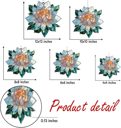 Mandala Lotus Flower Acrylic Suncatcher Stained Glass Effect Window Car Hanging Christmas Ornament Indoor Outdoor Decor Garden Buddhism Sun Catcher for Yoga Lover for Women Mom Grandma