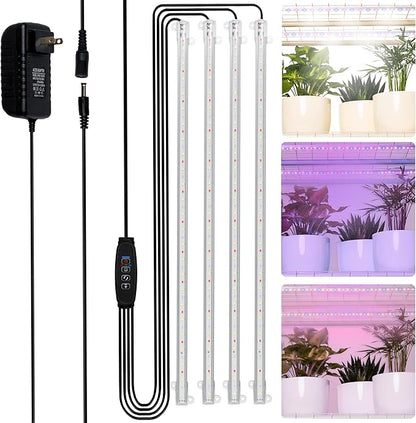 Carpathen Four-Strip LED Grow Light - 20” Full Spectrum, High PPFD, Even Light Distribution for Indoor Plants, Seedlings & Multi-Shelf Growing