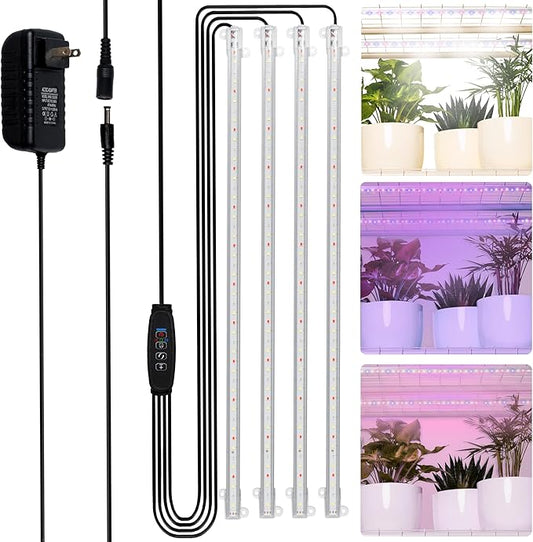 Carpathen Four-Strip LED Grow Light - 20” Full Spectrum, High PPFD, Even Light Distribution for Indoor Plants, Seedlings & Multi-Shelf Growing