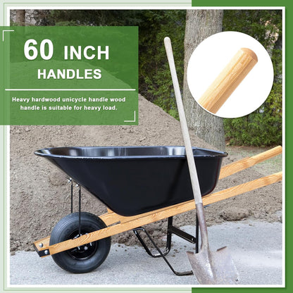 Gisafai 2 Pairs Wood Wheelbarrow Handles 60'' Heavy Duty Hardwood Wheelbarrow Replacement Handles Kit with Tough Seal Coat and Pre Drilled Holes