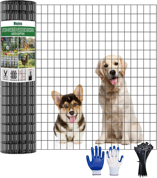 48 in x 50 ft Welded Wire Mesh Fence, 2 in × 3 in 15GA Black PVC Coated Garden Fencing Roll, Dog Barrier for Vegetable Yard, Poultry Netting,Heavy-Duty Border Fencing