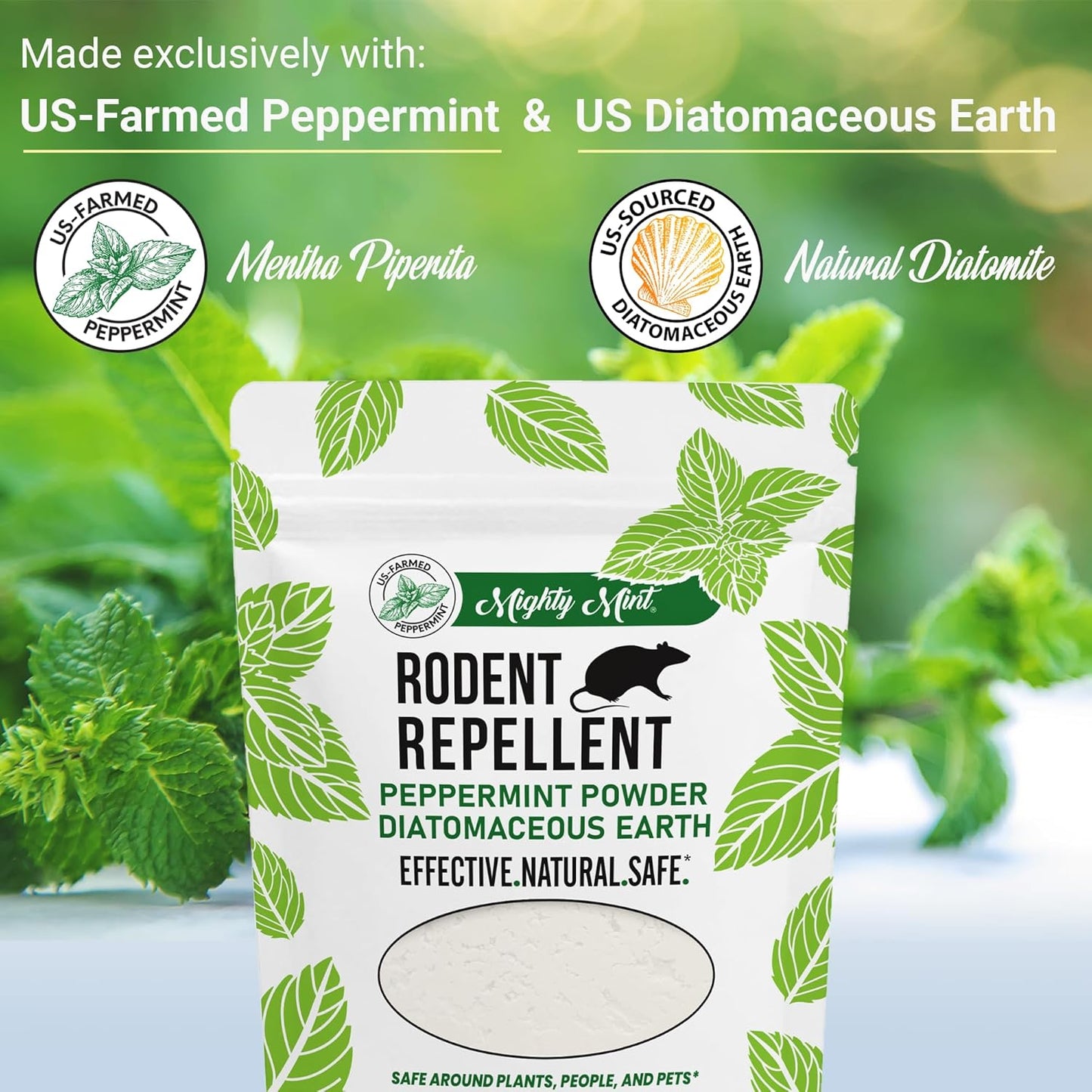 Mighty Mint Rodent Repellent Pest Control, Diatomaceous Earth Peppermint Pest Powder, 1 lb (Pack of 2)
