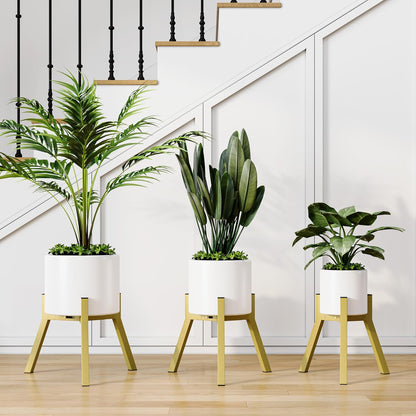 Adjustable Plant Stands Set of 2, Metal Modern Small Plant Holder, Heavy Duty Stable Flower Holder Stand Rack for 10-16 Inch Indoor Outdoor Corner Living Room Balcony Office Golden PS-007GY-2