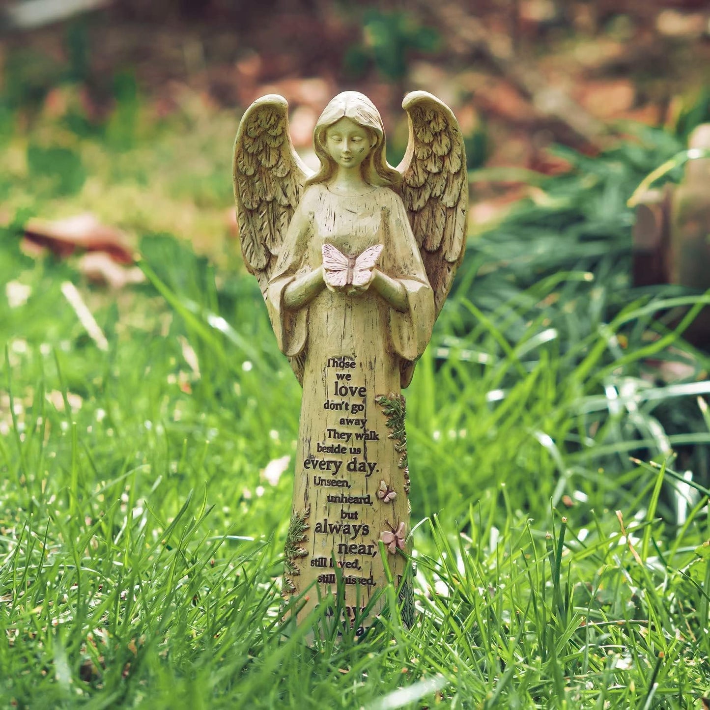 DUSVALLY 10" H Resin Angel Statue, Garden Figurine Outdoor Decoration Waterproof Sculpture for Yard Lawn Porch, Healing Gift