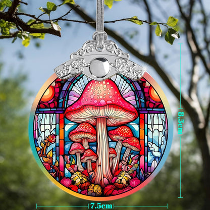 Stained Glass Christmas Ornament, Jocidea Mushroom Christmas Decorations, Christmas Tree Ornament, Mushroom Lovers Gifts, Holiday Decor and Xmas Gifts Ideas