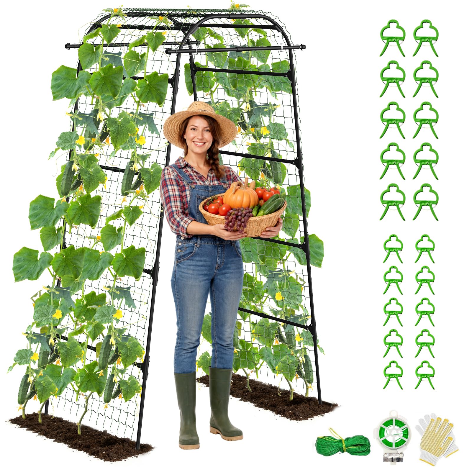 Heavy Duty Garden Arch Trellis for Climbing Plants, 20mm Thick Rustproof Metal Frame, Easy Assembly