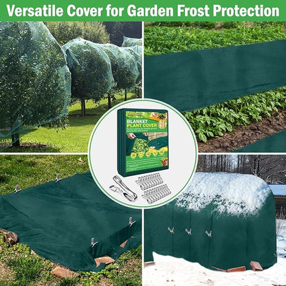 10×33 ft Plant Covers Freeze Protection- 1.4 oz/yd² Frost Cloths Blankets for Outdoor Plants, Reusable Floating Row Cover Plant Freeze Protection for Winter Garden Vegetables Raised Bed, Green