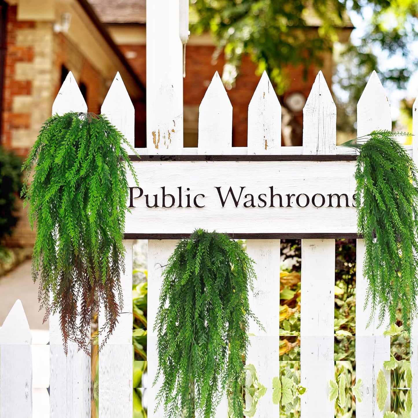 RECUTMS 4 Pack 31.5”Artificial Ferns Plants Vine Fake Ivy Boston Outdoor Plastic Hanging Decor for Indoor Walls, Weddings, Patios, Porches,Kitchen (Red)
