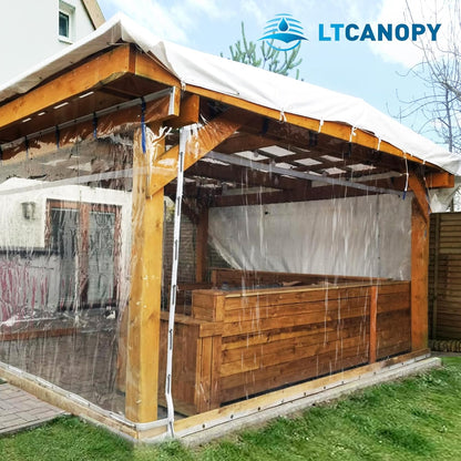 Clear Tarp 8 x8FT, 20 Mil Clear Vinyl Tarp, Small Cover Plastic Sheeting with Grommets, Double-Stitched Reinforced Edges, Heavy Duty Tarps Waterproof and Tearproof