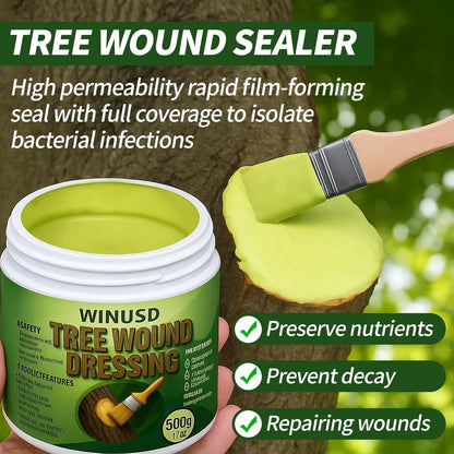 Tree Wound Sealer, 500g Tree Wound Dressing Grafting Wax with Brush, Rapid Protective Film Forming Pruning Sealant for Bonsai, Fruit Trees, Plant Repair, Grafting Paste Tree Paint Protection(17oz)