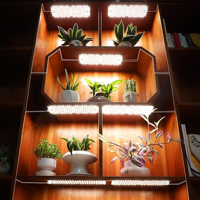5Pack 2025 Ultra-Thin Panel Grow Lights for Seed Starting, Vegetables, Greenhouse & Under Cabinet & Shelf Plants with Timer 4/8/12H, Free Connect Full Spectrum Indoor LED Plant Growing Lamps