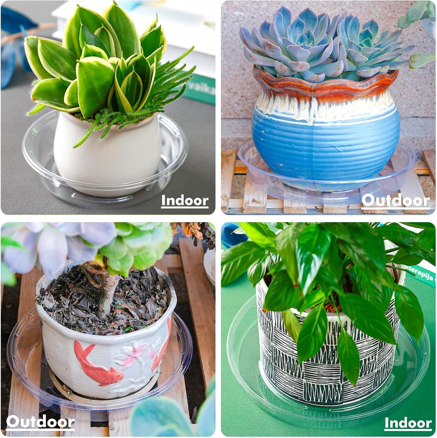 Plant Saucer 30 Pack Plant Trays for Pots 4/6/8/10/12 Inch Plastic Plant Saucers for Outdoors & Indoors Clear Drip Trays for Potted Plants Flower Pot Plates to Catch Water Drainage Dishes No Holes
