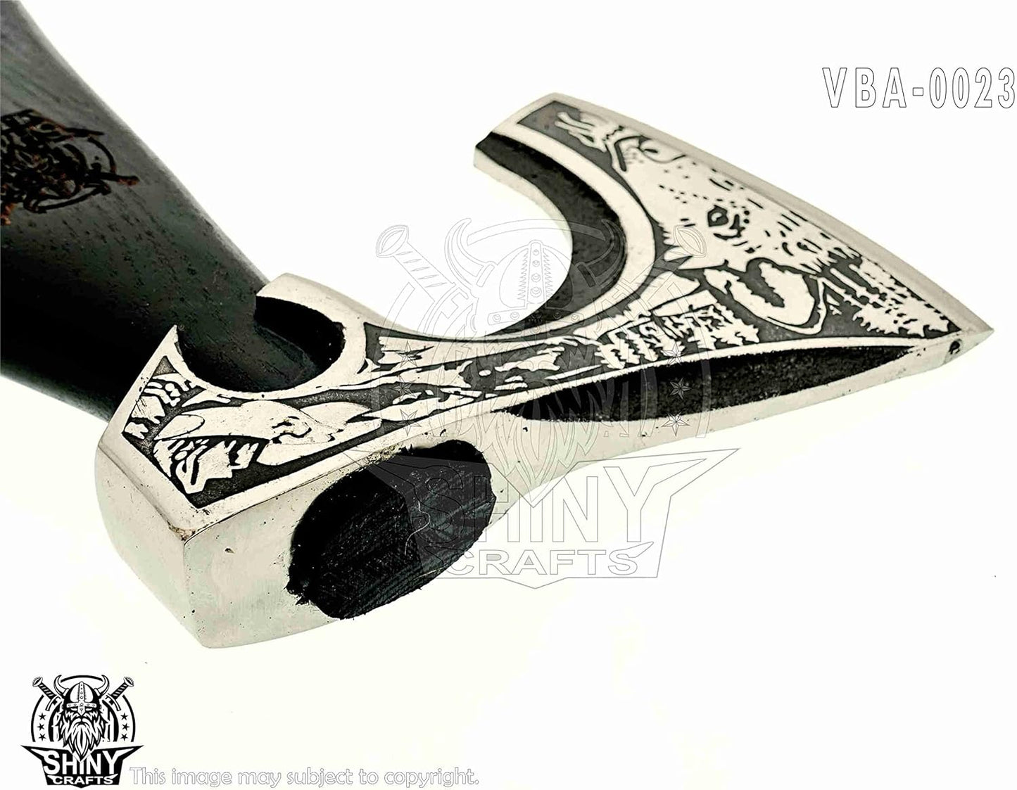 SHINY CRAFTS-Viking Axe Mens Axes Gifts for him Hatchet with Leather Sheath-Handmade Viking Axe with Carbon Steel Head Ashwood Handle Viking Gifts for Men with Premium Quality Leather Sheath (SCA 23)