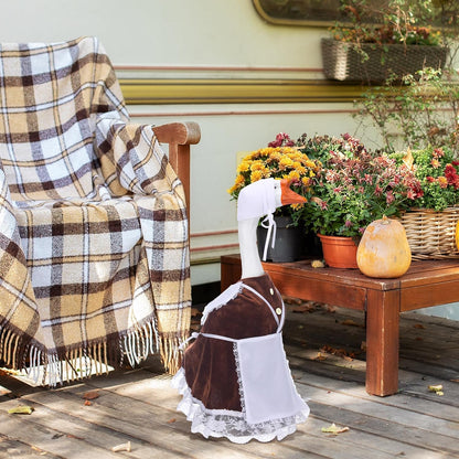 Fall Pilgrim Goose Outfit Autumn Dresses Clothes for 23" High Cement or Plastic Porch Goose Costume for Yard Lawn Outdoor Garden Patio Statue Thanksgiving Day Xmas Holiday Decor