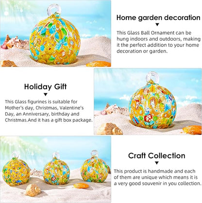 Hand Blown Glass Witch Ball,Glass Ornament Hanging Garden Gazing Ball Indoor Outdoor Home Décor. (5)