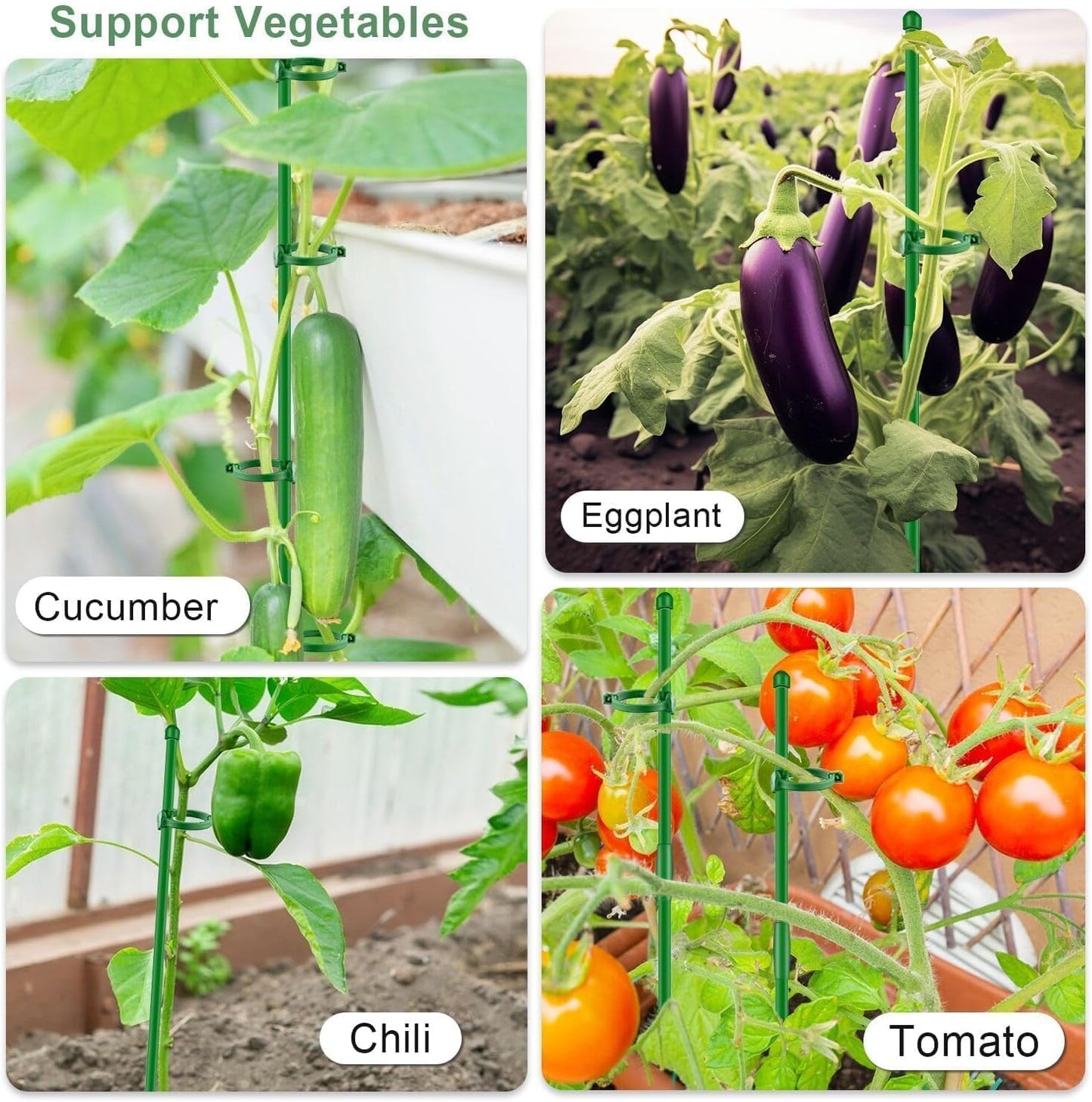 20Pcs Plant Support Stakes 17 inch SupKing Garden Orchid Sticks Extended to 3ft 4ft 5ft Plant Poles with Clips for Indoor Outdoor Potted Tomato Rose Amaryllis Vegetables Comes with 20 Ties