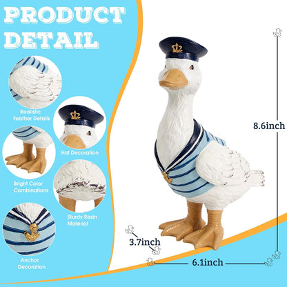 Garden Duck Statues for Outdoor Decorations,Porch Duck Figurine Sculptures for Garden Decor,Animal Statue Beach Nautical Ducks Decor for Indoor Outside Porch Patio Yard Lawn Home Shelf Decor Accent