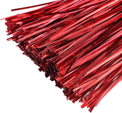 MECCANIXITY Foil Twist Ties 7" 18cm Metallic Plastic Closure Tie for Tying Bread, Candy, Cookies, Gift Bags Arts Crafts Ties Red Pack of 750