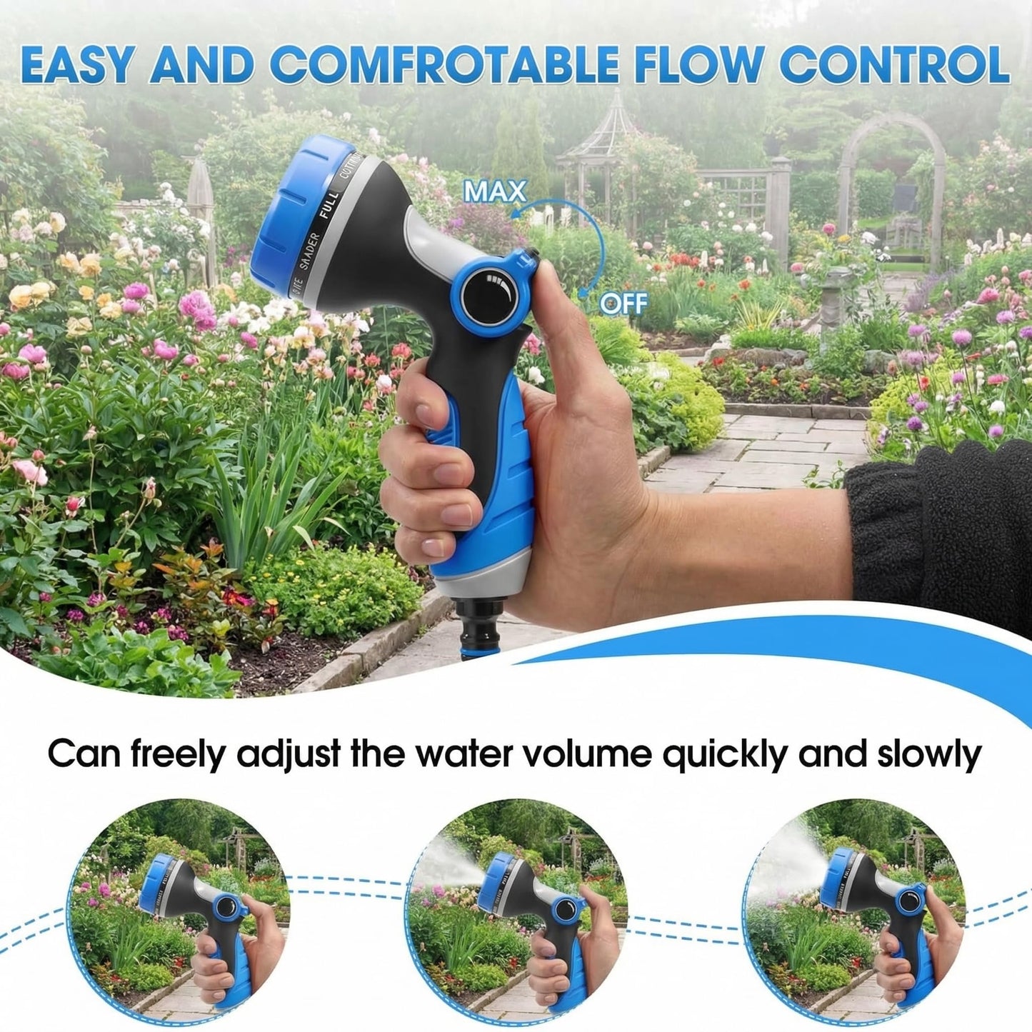 Garden Hose Nozzles,Hose Spray Nozzle with Adjustable 10 Watering Patterns