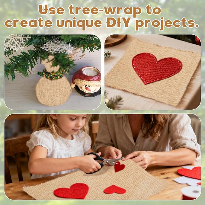 4 Rolls Burlap Tree Wrap - 6" X 157" Gardening Burlap Roll Winter Outdoor Trunks and Shrubs Protection Wraps Protection Tree Covers for Freeze, Frost & Wind Protection