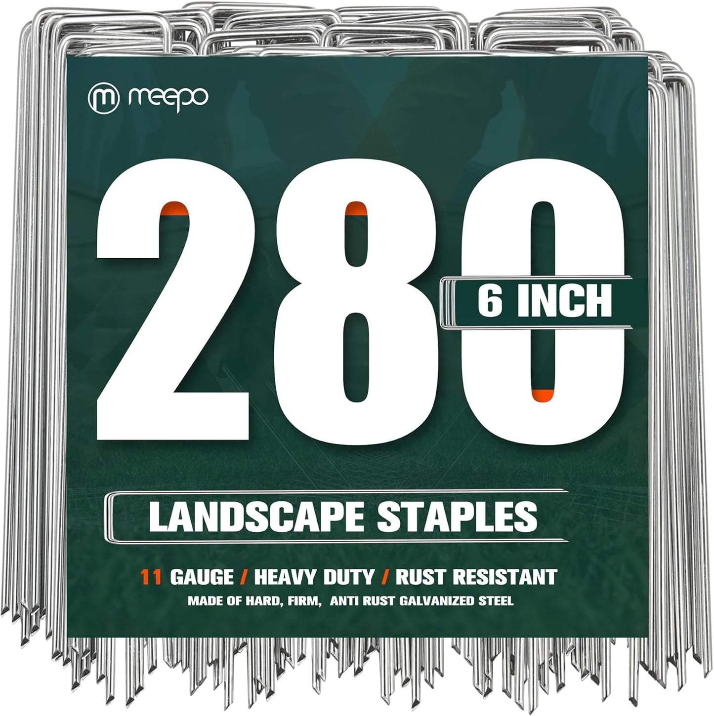 Garden Stakes, 280-Piece 6 Inch Never Rust Galvanized Landscape Staples, 5X Sharper Durable Stakes for Gardening, Tent, Weed Barrier, Outdoor Yard Decoration, Plant Cover