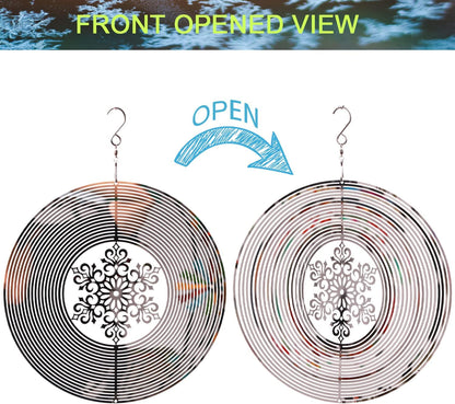 SPRING SONG Snowflake Kinetic Wind Spinner for Yard and Garden Mirrored Stainless Steel Spinner Indoor and Outdoor Hanging Decor Crafts Ornament Gifts Kinetic Art Yard Garden Hanging Wind Spinner