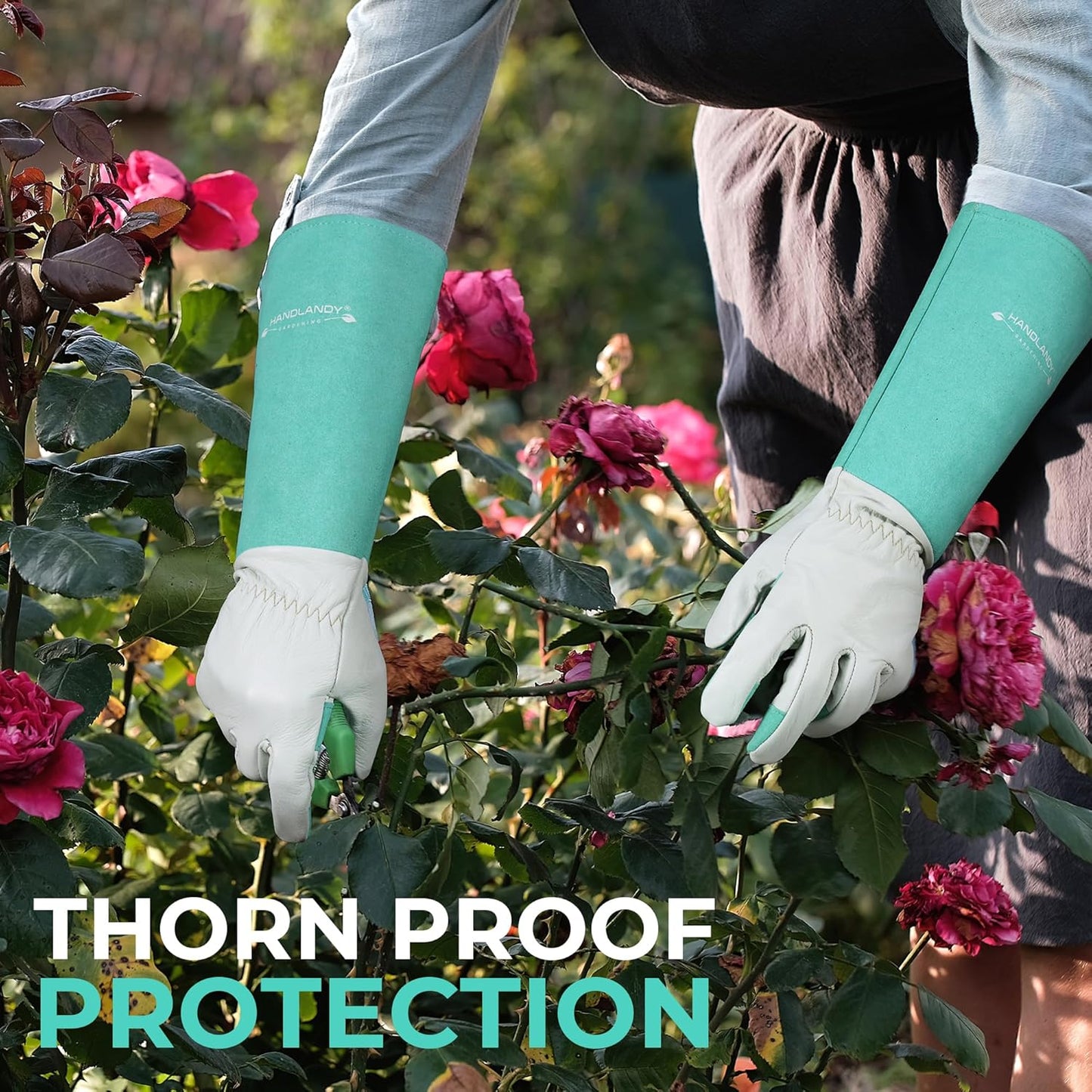 HANDLANDY Long Garden Gloves Thorn Proof for Women & Men, Rose Pruning Gauntlet Gloves, Best Protection Tool for Gardener