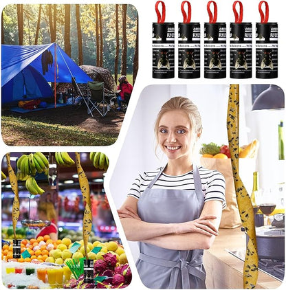 Qualirey 160 Pack Fly Strips Sticky Fly Trap Indoor Outdoor Hanging Ribbon Tape Paper Flying Insect Trap Gnat Killer Traps Catcher for Fruit Flies, Bug, Insect, Pest (Black)