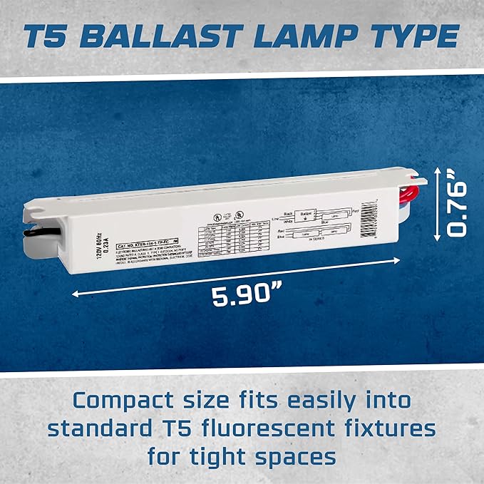 OHLECTRIC Replacement for Keystone KTEB-114-1-TP-FC 1 Lamp T5 Electronic Fluorescent Ballast with Normal Light Output | 120V Input with Rapid Start Operation | 0.95 Ballast Factor, UL-Approved