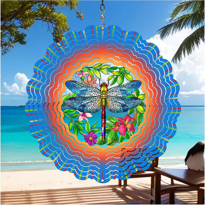 Dragonfly Wind Spinners Garden Decor as Birthday Gifts for Women Mom,12 inch 3D Stainless Steel Hanging Wind Spinner Metal Catchers Kinetic Sculpture for Outdoor Decor, Patio,Yard Decorations