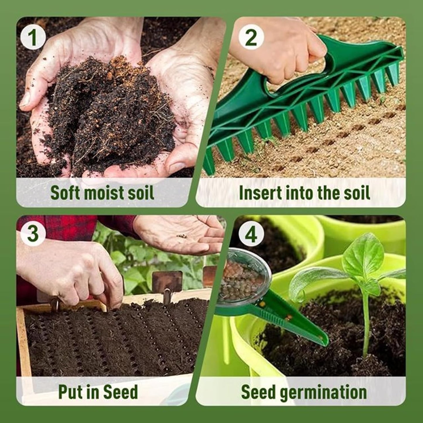 Seed Spreading Tool, Handheld Seed Planter Tool Seed Dibber,2025 Upgraded Seed Dispenser Set,Multifunctional Seed Spacer,Mini Seed Dispenser for Small Seeds,Gardening Tools