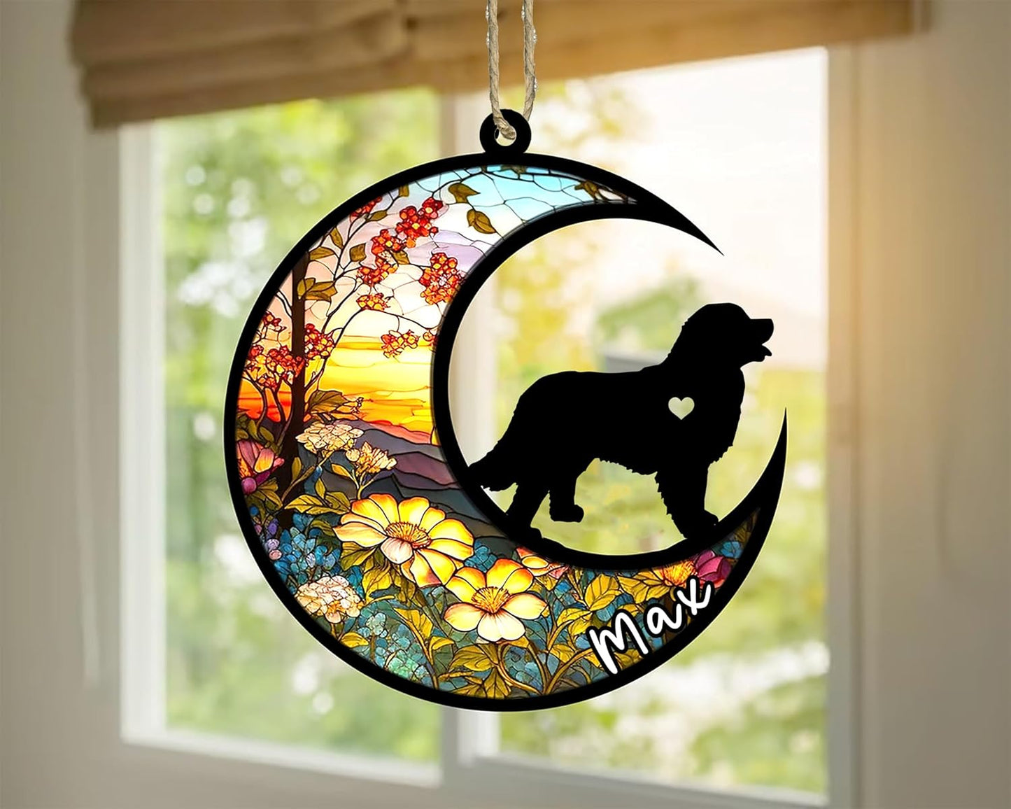Personalized Dog Memorial, Custom Name Bernese Mountain Dog Christmas Ornament with Name, Custom Breeds, Pet Loss Light Catcher, Gifts for Lovers Loss of Pet Sympathy on Mothers Day Christmas