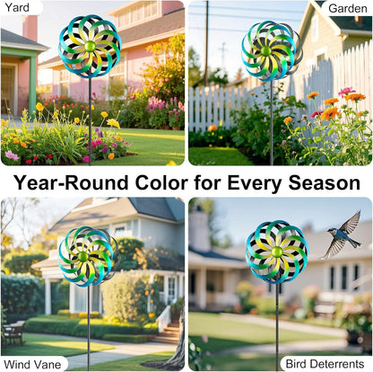 Wind Spinners Outdoor Yard Decorations, 16 Inches Wind Sculpture Metal Garden Art, Windmills for Yard Gardening Gifts for Women Mom Backyard, Patio, Garden Decor