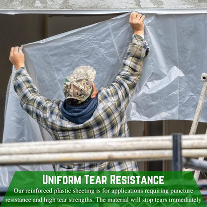 Farm Plastic Supply - Dura Skrim String Reinforced Clear Plastic Sheeting - 10 Mil - (24' x 90') - UV-Rated Extra Heavy Duty Poly Film Tear Resistant, Vapor Barrier Polyethylene Roll for Construction