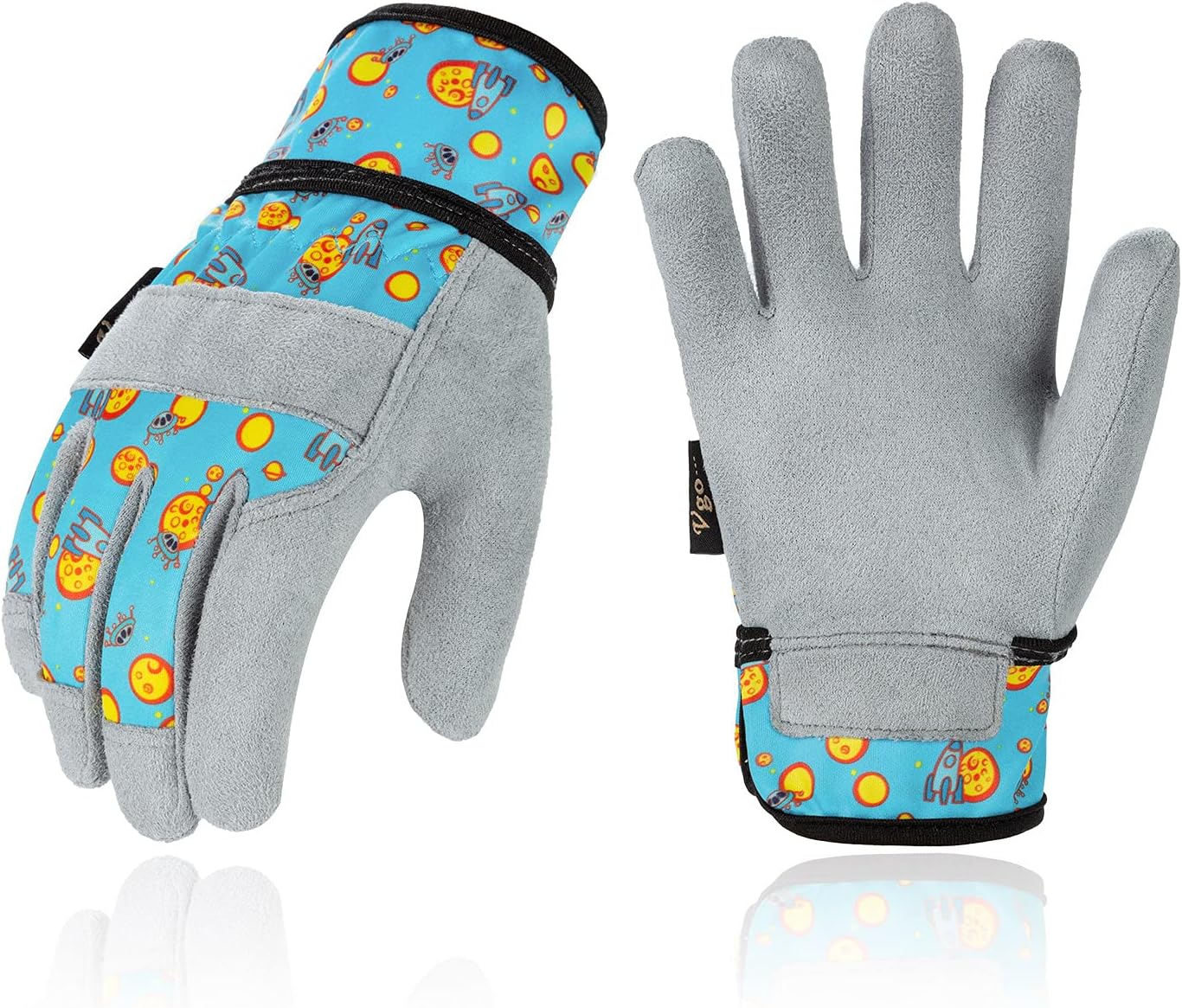 Vgo... 1-Pair Age 5-6 Kids Gardening Gloves,Children Yard Work Gloves,Soft Safety Outdoor Playing Gloves(Size M, Blue Plane, KID-MF3561)