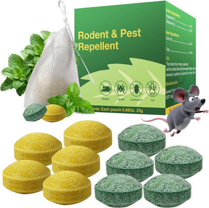 Rodent Repellent with Peppermint Oil, Mouse/Mice/Rat/Squirrel Deterrent for Car Engines, Garage, Attic – Indoor Outdoor Use – Alternative to Mouse Trap & Moth Balls.