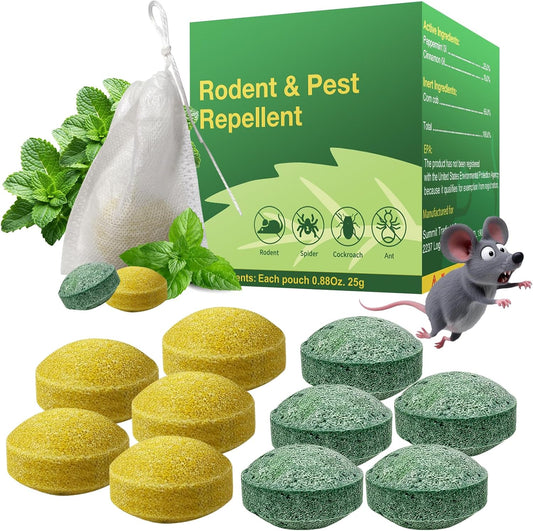 Mouse Repellent, Peppermint Oil Mice Repellent for Rats & Squirrels, Long-Lasting Natural Pest Deterrent for Indoor, Outdoor, Car Engines, Safe for Family & Pets, (80 Pack)