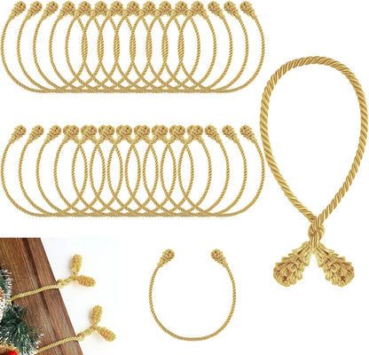 Shappy 24 Pieces Christmas Garland Banister Ties Christmas Decorative Reusable and Flexible Twist Ties for Garland, Banister Home Decoration (Gold-Brown)