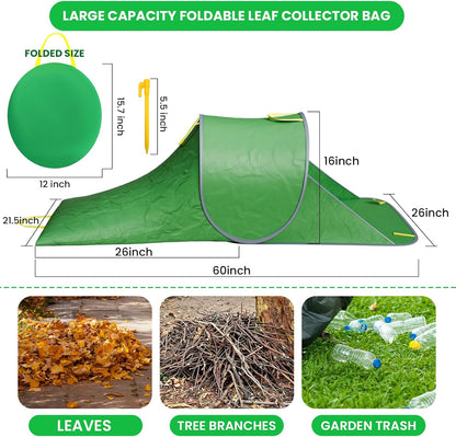 Leaf Collector, Foldable Lawn and Leaf Bags for Leaf Collection, Reusable Leaf Collector Bag for Leaves, Grass and Lawn Trash