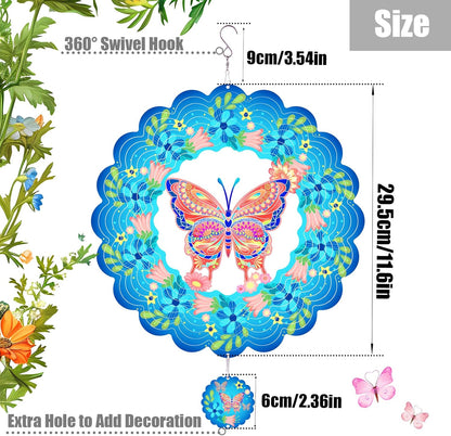 Butterfly Wind Spinners for Yard and Garden,12 Inch 3D Stainless Steel Hanging Kinetic Yard Art Wind Sculpture, Kinetic Art Garden Decor for Christmas Outdoor & Indoor