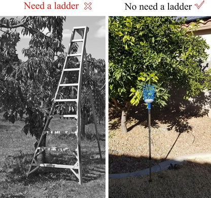 Fruit Picker Basket Only Twist-On Standard US Threaded Pole Integrated Non-Detachable Harvesting Tool Head with Protected Foam Cushion for Apple Peach Mango Pear, Blue(Pole Not Included)