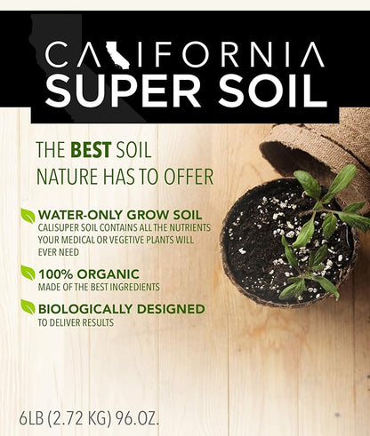 California Hot Soil Premium 100% Organic Super Soil Kit, 18+ Nutrient Blend - No Need for Nutrients or Plant Food Ever - Includes (2) 6 Lbs Bag of CaliHotSoil, (4) 3-Gallon Pots, (5) Rapid Rooters