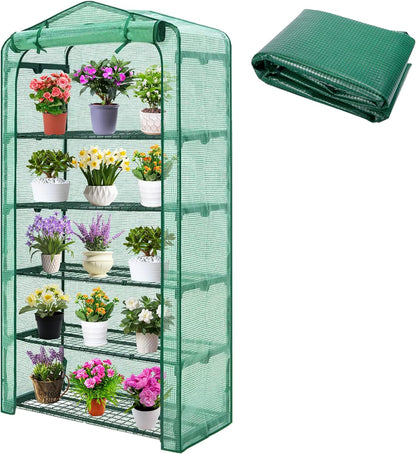 Sfcddtlg Extra Wide 5 Tier Greenhouse Replacement Cover, 75" x 40" x 19" PE Plant Greenhouse Cover with Roll-Up Zipper Door for Outdoor Gardening Plants Cold Frost Wind Rain Proof (Frame NOT Included)