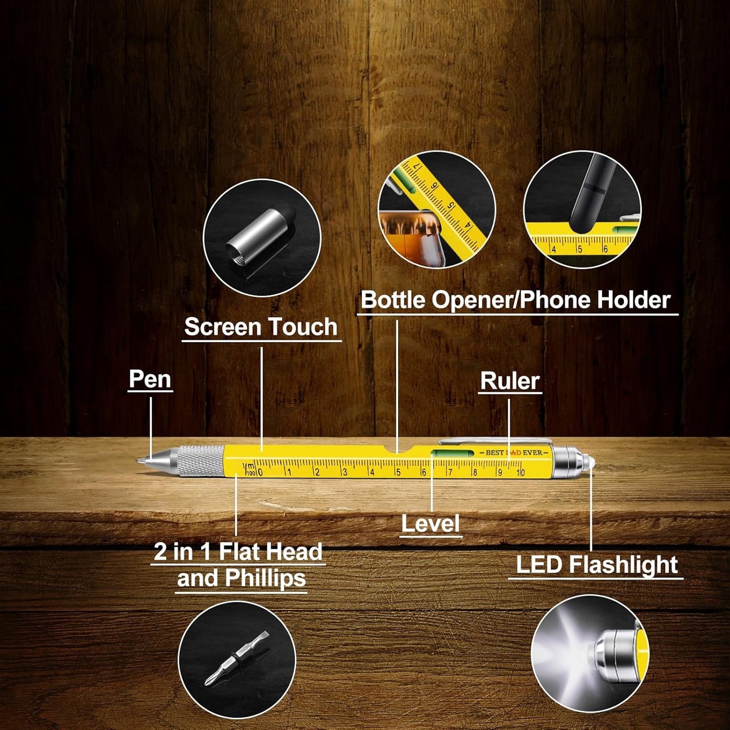 KEZKALS Gifts for Dad, 9 in 1 Multitool Pen Gifts for Men, Mens Stocking Stuffers for Adults, Mens Gifts for Him Grandpa, Personalized Dad Gifts for Men, Christmas Gifts for Men's Who Have Everything
