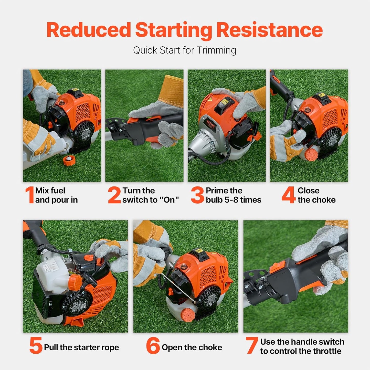 VEVOR String Trimmer, 25.2CC 2-Stroke, Gas Powered Weed Wacker, 16.9" Cordless Grass Trimmer, Multi-Functional Lawn Edger with Shoulder Strap & 3T Blade, Weed Eater for Quick Grass Cleaning